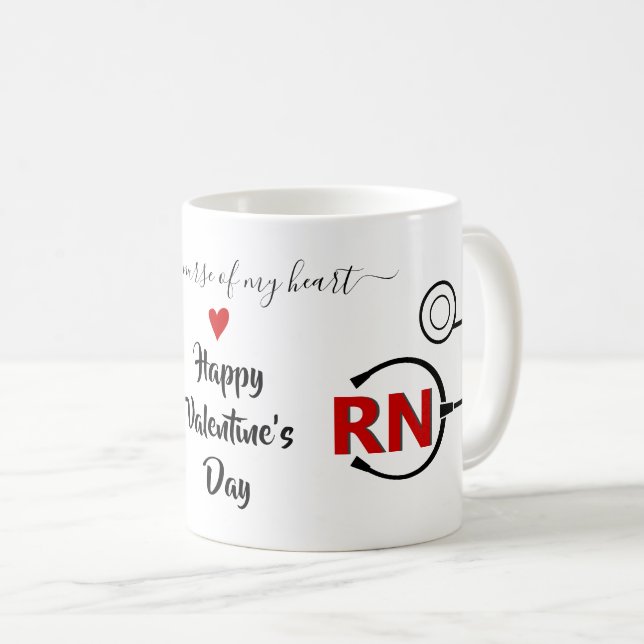 Nurse Valentines day registrerade RN stethoscope r Kaffemugg (Framsida höger)