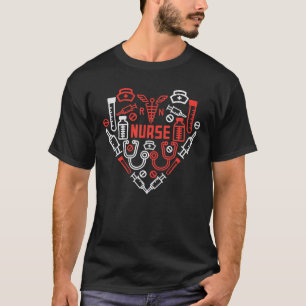 Nurse Valentines day SCrub RN ICU ER Kärlek Steth T Shirt