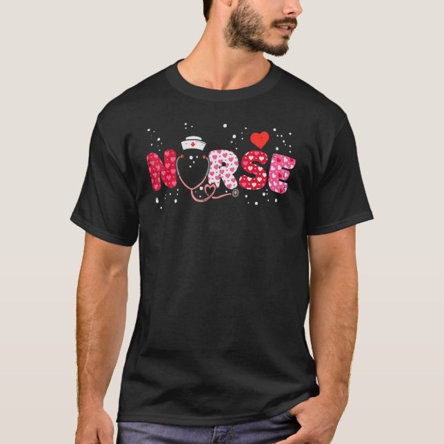 Nurse Valentines day Valentine ICU NICU RN Nurs T Shirt (Framsida)