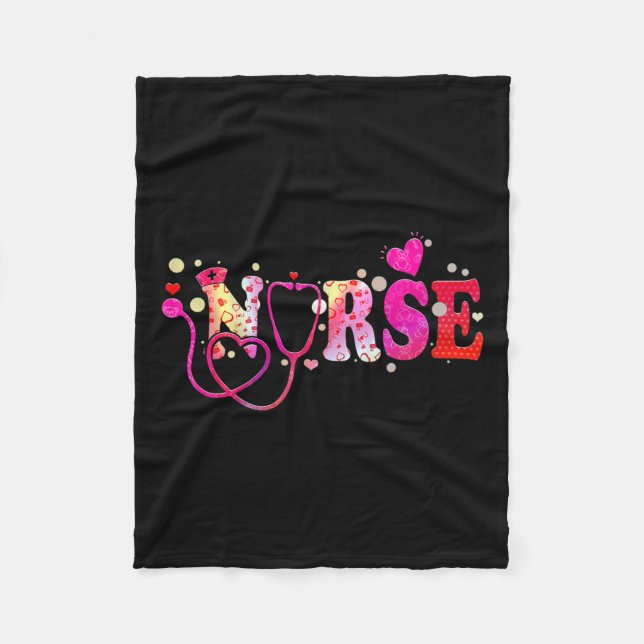 Nurse Valentines day Valentine SCrub Top Women Scr Fleecefilt (Framsidan)