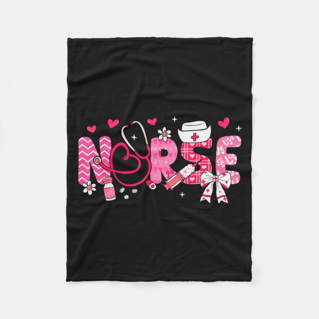 Nurse Valentines Day Valentine Scrub Top Women Scr Fleecefilt (Framsidan)