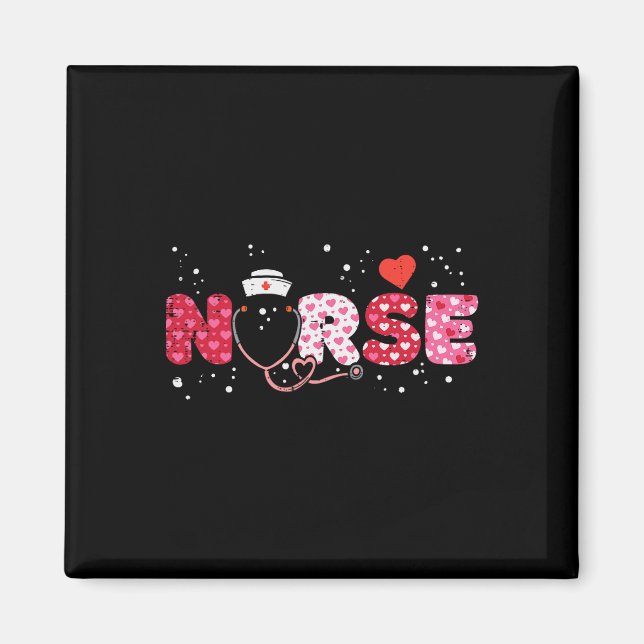 Nurse Valentines day Valentine SCrub Top Women Scr Magnet (Framsidan)