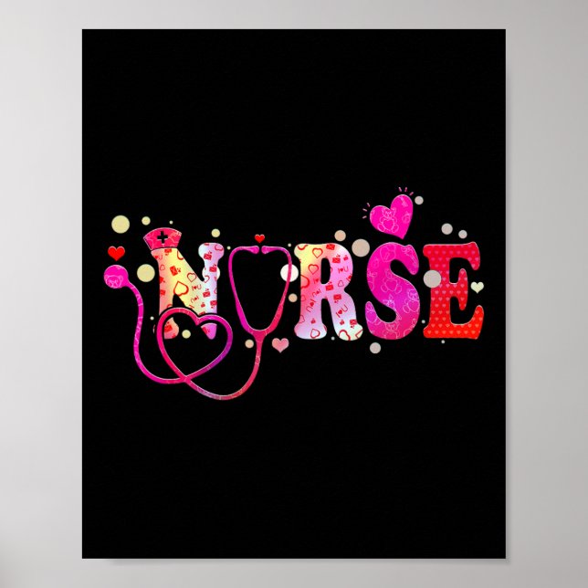 Nurse Valentines day Valentine SCrub Top Women Scr Poster (Framsidan)
