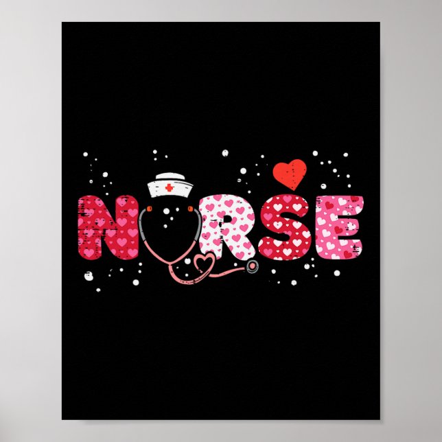Nurse Valentines day Valentine SCrub Top Women Scr Poster (Framsidan)
