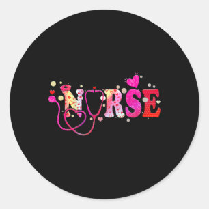 Nurse Valentines day Valentine SCrub Top Women Scr Runt Klistermärke
