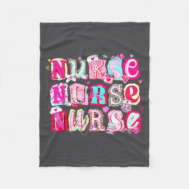 Nurse Valentines Stethoscope Valentine Nursing Gir Fleecefilt (Framsidan)