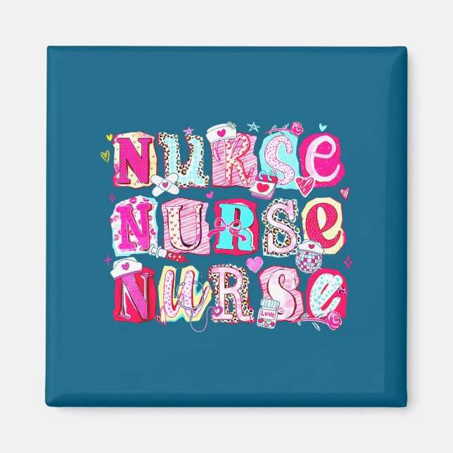 Nurse Valentines Stethoscope Valentine Nursing Gir Magnet (Framsidan)