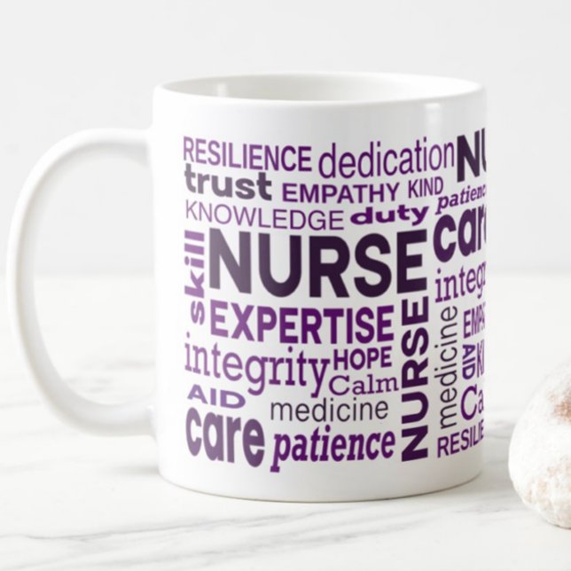 Nurse Values Purple Typography Appreciation Kaffemugg (Skapare uppladdad)