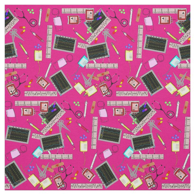 Nurse Verktyg Fabric Bright Rosa Tyg (Provkarta)