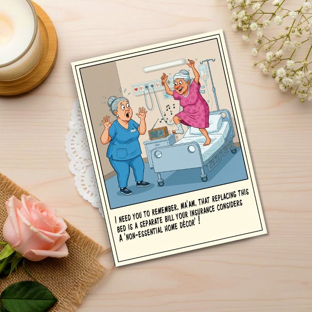 Nurse With Elderly Patient Dancing Get Well Vykort (Skapare uppladdad)