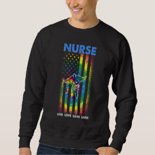 Nurseamerica Flagga Nurse Live Lång Ärmad Tröja