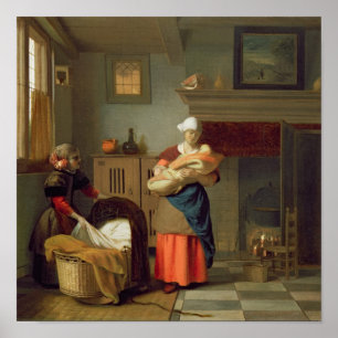 Nursemaid med baby i insida poster