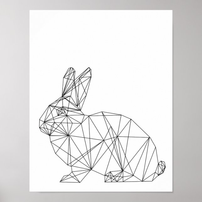 Nursery Animal Rabbit Bunny Minimal Wall Art Poster (Framsidan)