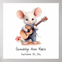 Nursery Art Mouse som spelar gitarr, Höger-hänt