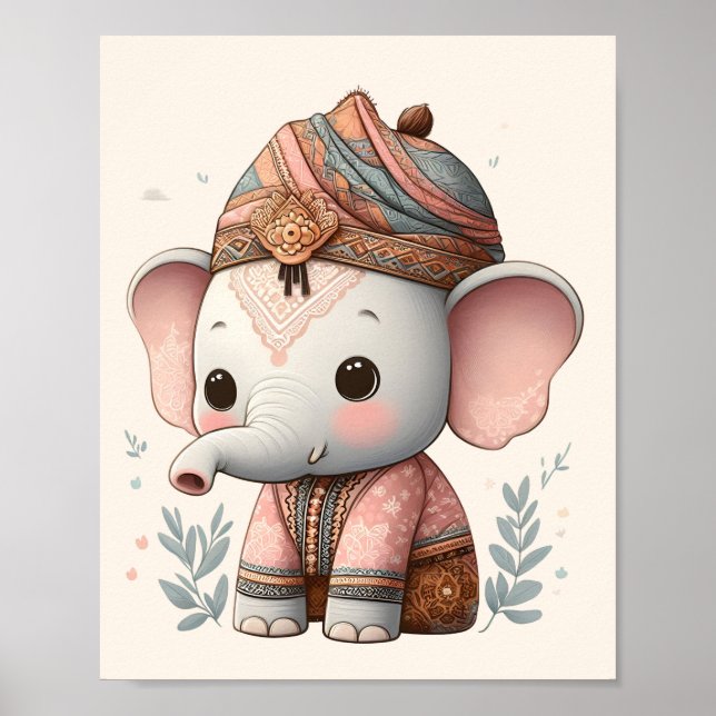 Nursery Art Nusantara / Heritage Baby djur Poster (Framsidan)