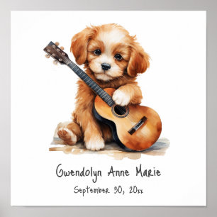 Nursery Art Poster marionett med Guitar