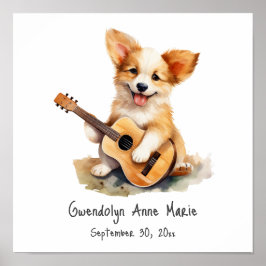 Nursery Art Poster marionett med Guitar