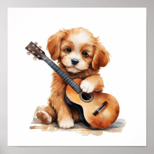 Nursery Art Poster mariy med ett gitarr