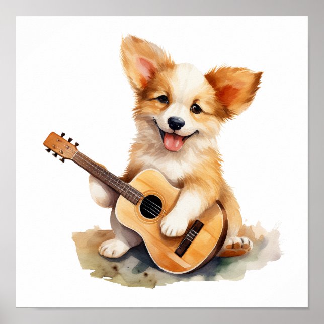 Nursery Art Poster mariy med ett gitarr (Framsidan)