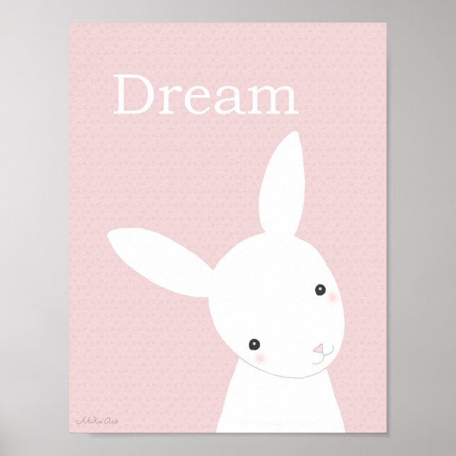 Nursery art Skriv ut Cute Bunny Girl Nursery Skriv Poster (Framsidan)