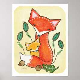 Nursery art Skriv ut Fox Skriv ut trädbevuxen deko Poster