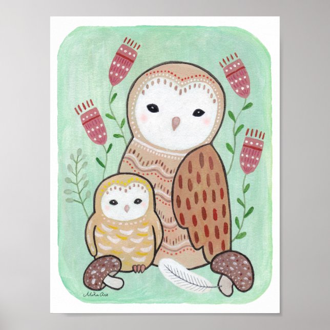 Nursery Art Skriv ut Uggla Nursery Skriv ut Nurser Poster (Framsidan)