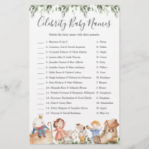 Nursery Baby Shower Celebrity Barn namn Game