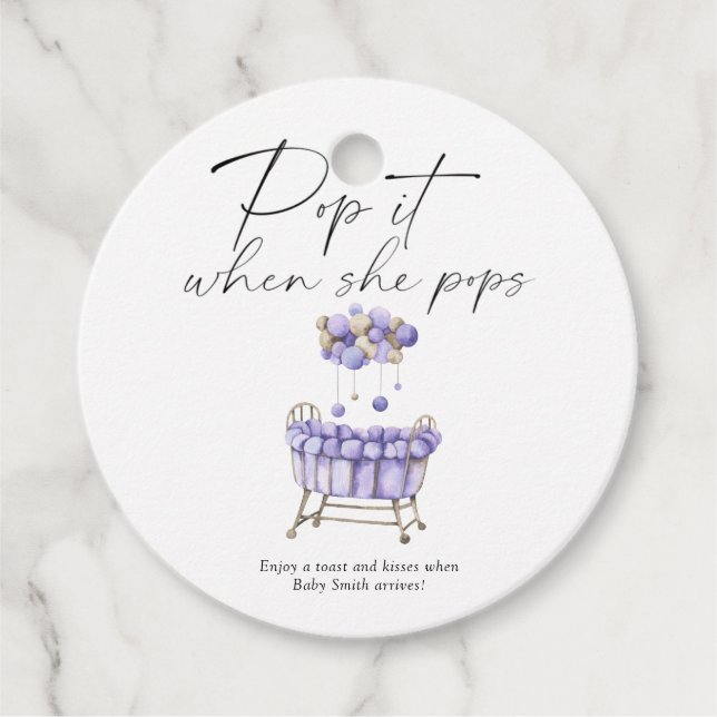 Nursery babydusch - lägg av när hon pockar! gåvor etiketter (Framsida)