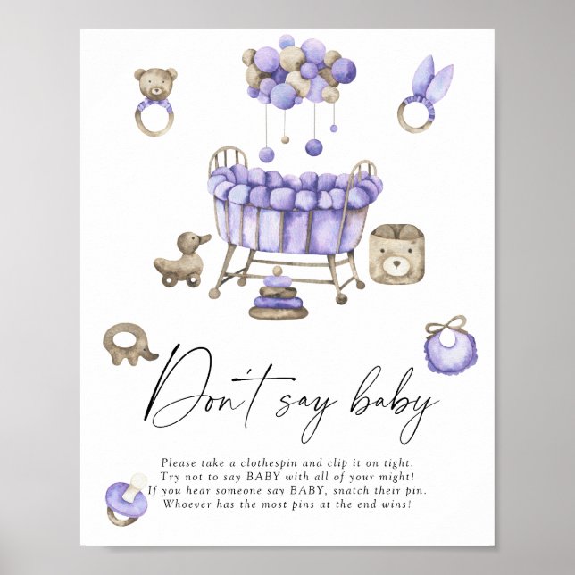 Nursery babydusch Säg inte baby Poster (Framsidan)