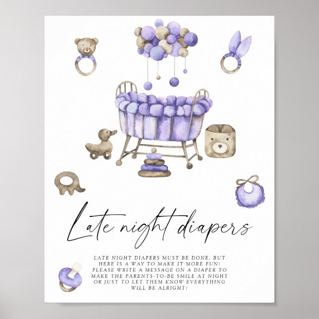 Nursery babydusch - Sent nattblöjspel Poster (Framsidan)