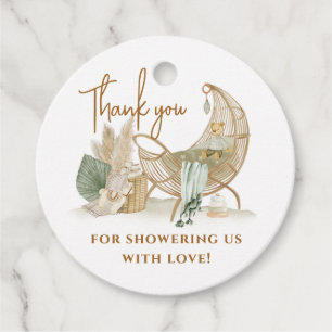 Nursery Boho Modern Greenery Baby Shower Tack Gåvor Etiketter