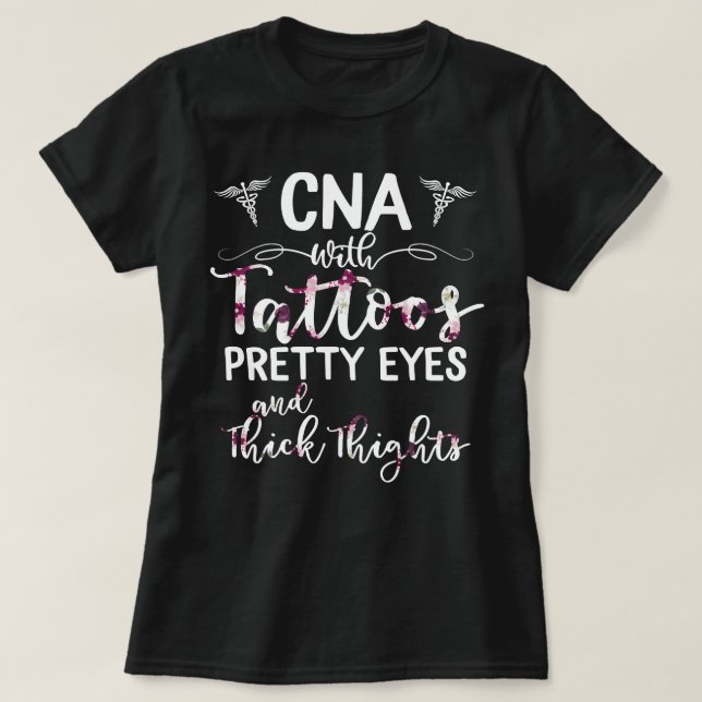 Nursery CNA med Tattoos Söt Öga och Thi T Shirt (Design framsida)