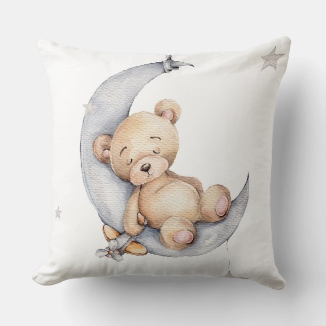 Nursery Cushion - Baby Bear Måne Stars Kudde (Framsida)