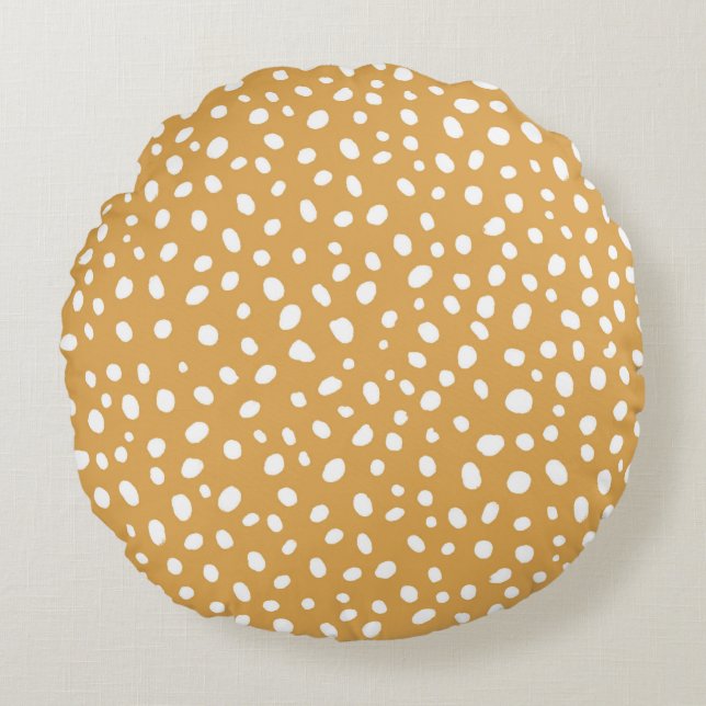 Nursery Cute Gult Polka Dot Baby Rund Kudde (Framsidan)