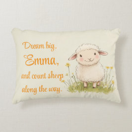Nursery Decor, Cute Sheep, Personlig Prydnadskudde