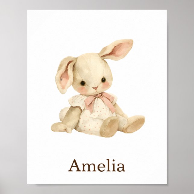 Nursery Decor Leksak Animal Flicka Bunny Rabbit Poster (Framsidan)