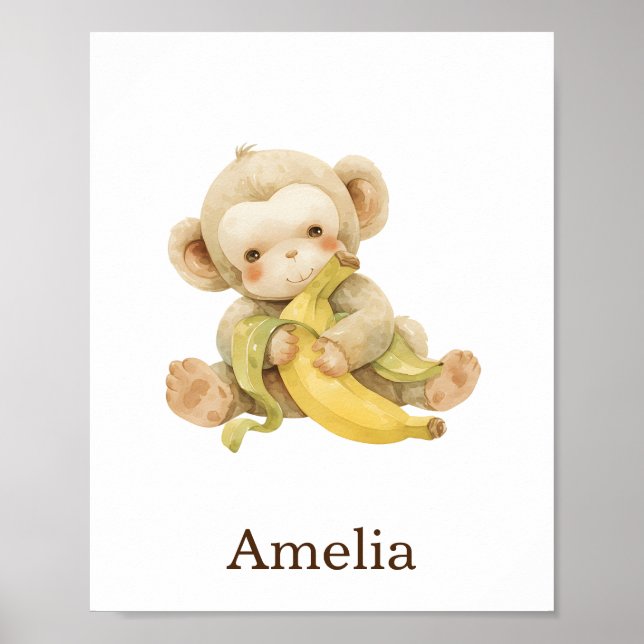 Nursery Decor Leksak Animal Monkey Kön Neutral Poster (Framsidan)
