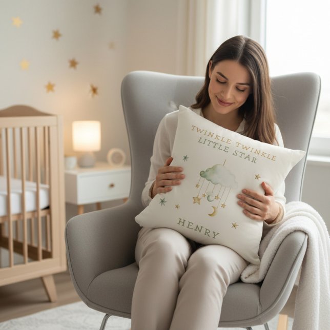 Nursery Decor Twinkle Little Star Celestial Theme  Kudde (Skapare uppladdad)