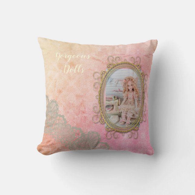 Nursery Decorative Rosa Pillows for Girl Kudde (Framsida)