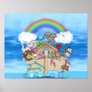 NURSERY DEKORATION Noahs Ark RAINBOW MURAL Poster