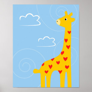 Nursery Giraffe illustration Söt Savana art Poster