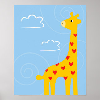 Nursery Giraffe illustration Söt Savana art Poster