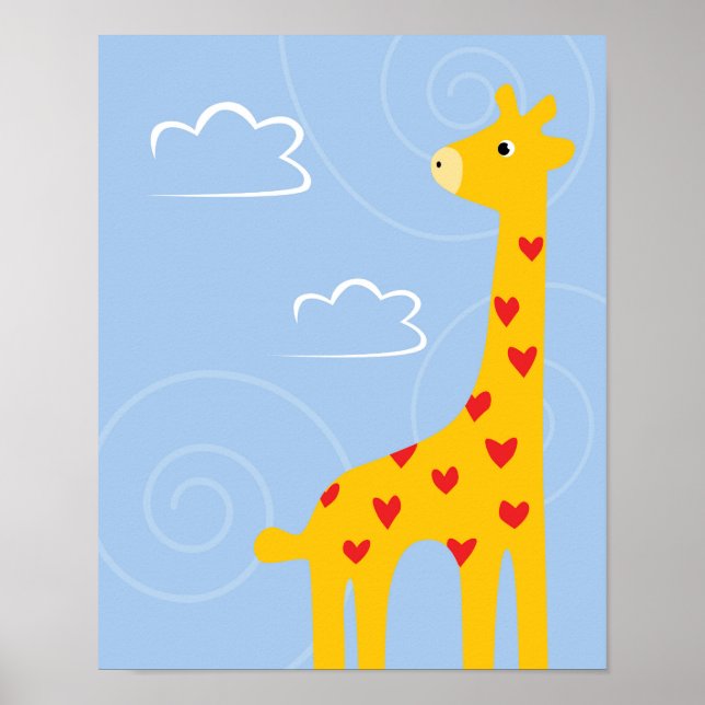 Nursery Giraffe illustration Söt Savana art Poster (Framsidan)