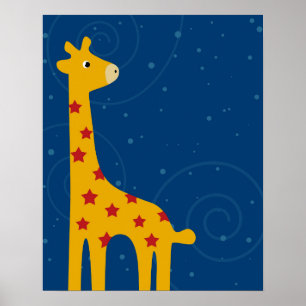 Nursery Giraffe illustration Söt Savana art Poster