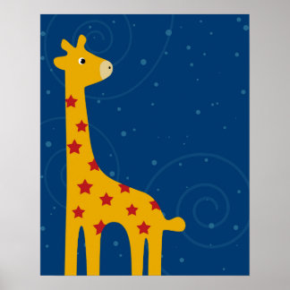 Nursery Giraffe illustration Söt Savana art Poster