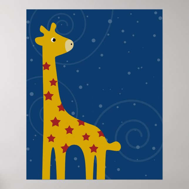 Nursery Giraffe illustration Söt Savana art Poster (Framsidan)