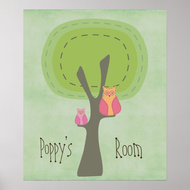 Nursery Kids Room Wall Poster mamma & Baby Uggla (Framsidan)
