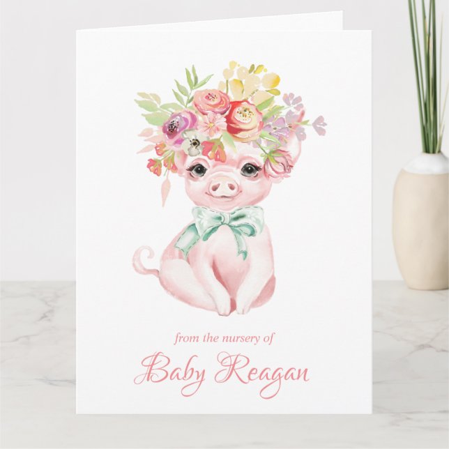 Nursery Little Pig Baby Shower Tack Kort (Framsida)