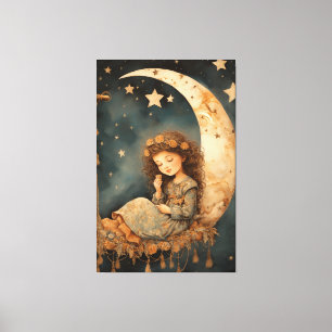 Nursery Luna Child Art Skriv ut Canvastryck