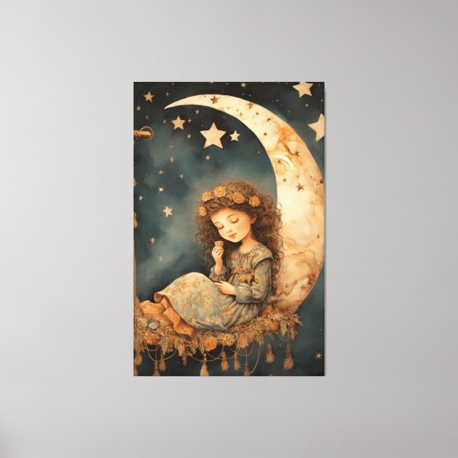 Nursery Luna Child Art Skriv ut Canvastryck (Framsida)